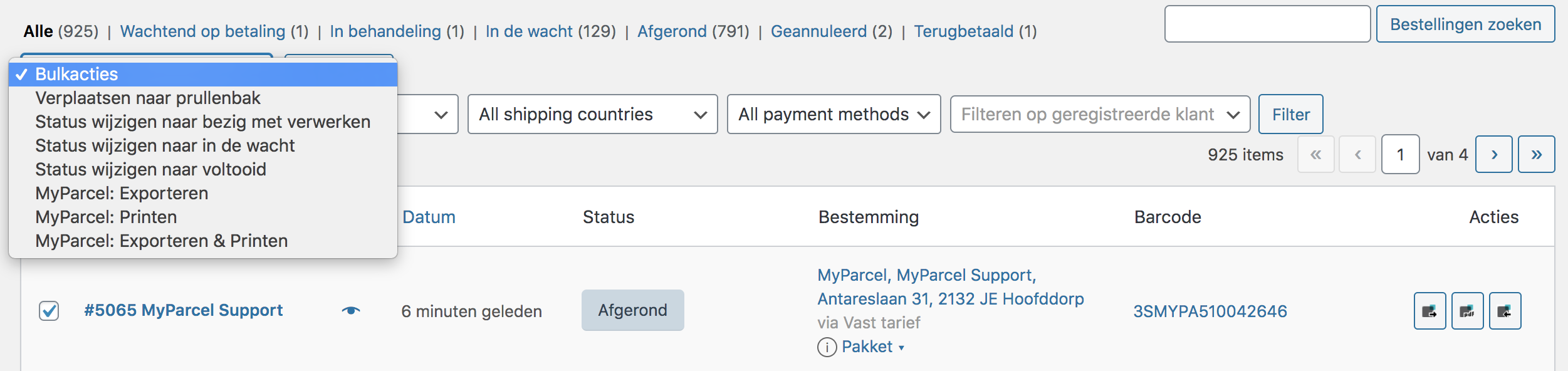 WooCommerce bulk acties